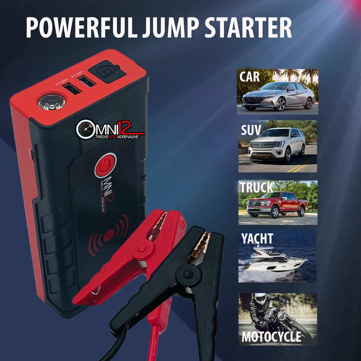 Omni12, Portable Car Jump Starter Power Bank – OMNI12